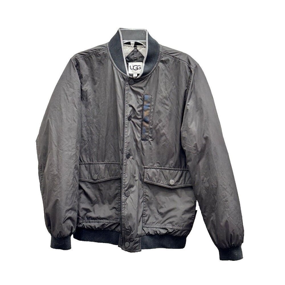 Ugg Mens Bomber Jacket Size Small Black Pockets Casual Lightweight